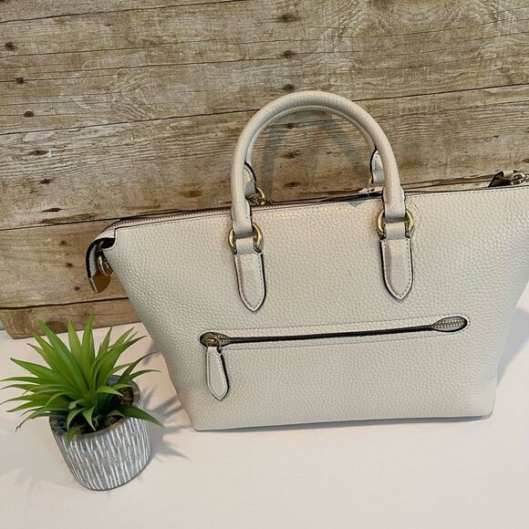 Coach - Cara Soft Pebble Leather Satchel Crossbody Bag. Dust Bag Chalk - Picture 2 of 15